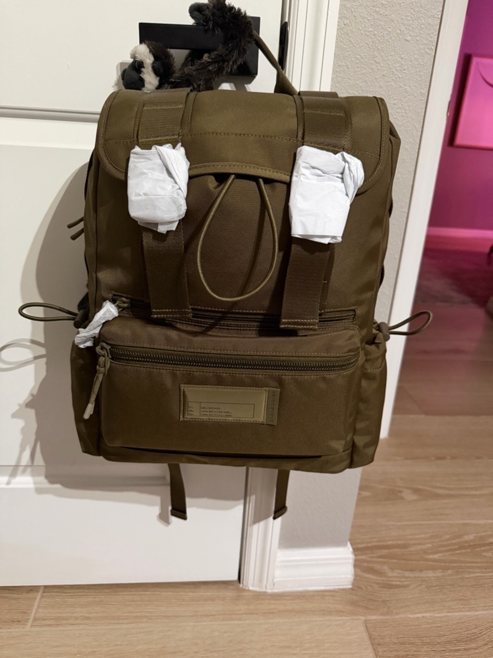Dagne Dover Olive Backpack with Front Zip Pocket